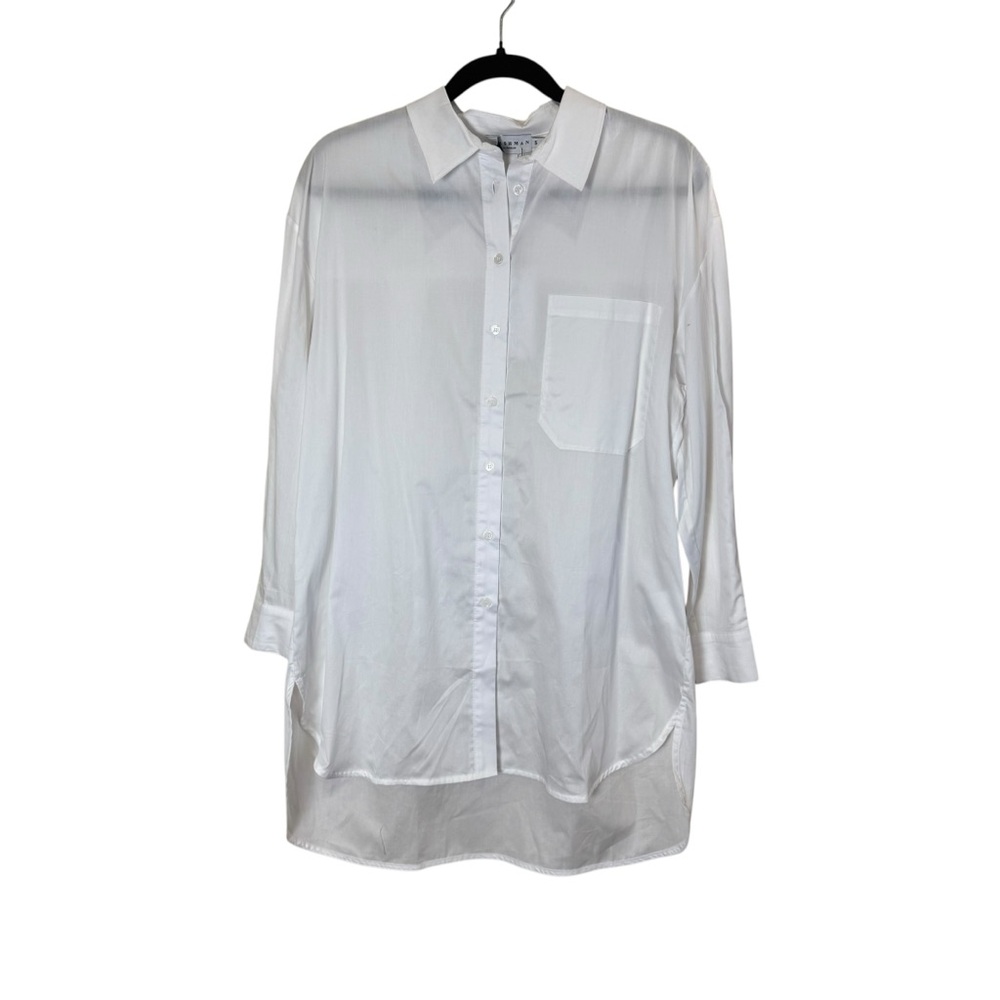 Harshman Women’s Vivant Classic White Button-Down Long Sleeve Tunic Shirt sz S